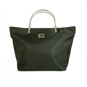 Guess Black Nylon Canvas Silver Tone Handles Handbag Small Tote Purse Y2K 90s